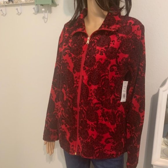 NWT Kim Rogers Velor Zipper Jacket Size Petite Medium - Picture 4 of 9